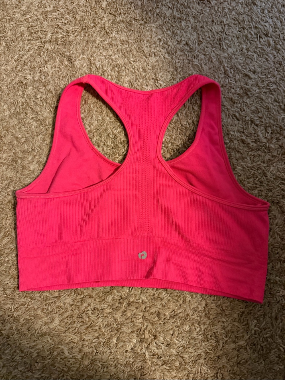 Hot Pink Ribbed Racerback Sports Bra - Picture 2 of 2